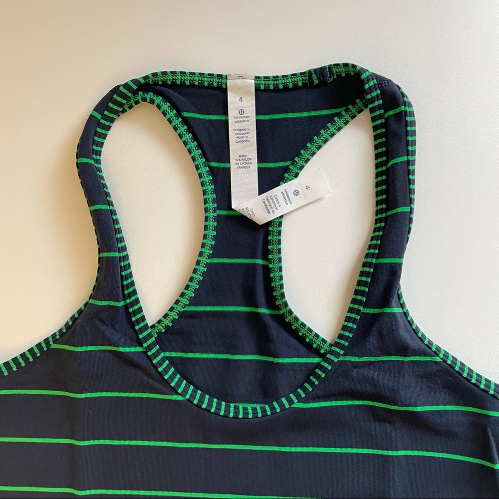 Lululemon Women’s CRB Cool Racerback Yoga Tank Top Green Bean & Inkwell Striped